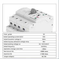 Interruptor de Transferencia de Energía Dual, Dispositivo de Cambio de Fase 2P 63A, Panel ATS, Interruptor de Transferencia Automática de Doble Potencia Eléctrico