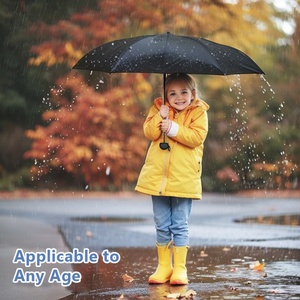 Parapluie pliant super léger et compact, manuel, coupe-vent, compagnon de voyage pour hommes et femmes, noir, motif minimaliste - Product Image 5