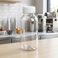 Bouteille de boisson ronde en PET transparent de 250 ml avec bouchon à vis blanc