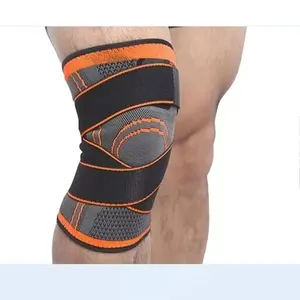 Compression Knitting Knee Sports Support Knee Brace Pads With Elastic Strap For Running Sports