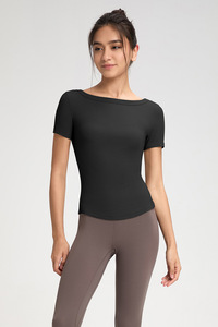 SUHE TS-011 Athena Top de Yoga de Manga Corta con Hombros Descubiertos, Color Sólido, Ropa Deportiva para Mujer - Product Image 2