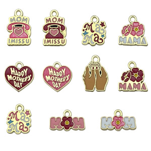 Heureuse fête des mères amour coeur coloré alliage pendentif breloques pour bijoux à bricoler soi-même faisant des porte-clés - Product Image 2