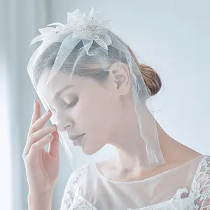 Elegant Wedding Face Veil Handmade Hair Clip Bridal Birdcage Veil For Evening Party