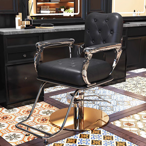 Sillón de <span class=keywords><strong>Barber</strong></span>ía Hidráulico de Estilo Clásico Antiguo, Resistente, con Función de Reclinación Completa, Diseño Retro en Cuero Tufted, para el Cuidado Personal Masculino - Product Image 3