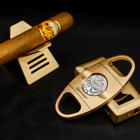 Coffret Cadeau Accessoires Cigares GUEVARA – Coupe-Cigares Portable en Alliage de Zinc et Acier Inoxydable, Briquet et Cendrier Modernes et Durables