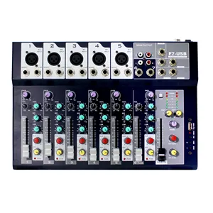 T 7 Channel BGM Mp3 Small Sound Mixer/ DJ Small Mezclador De Sonido / Karaoke USB Music Mixer For Phantom Power