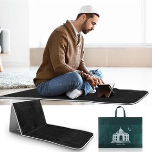 <span class=keywords><strong>Tapis</strong></span> de Prière Islamique en Flanelle Gaufrée de Haute Qualité avec Dossier, Pliable et Portable, pour Voyage - Product Image 4
