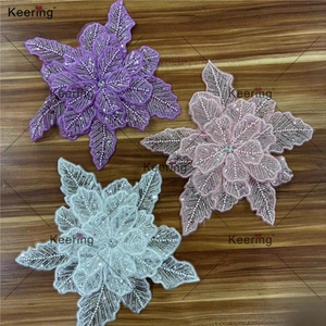 WPH-1900 handmade may trên Pha Lê Thạch Ngọc Trai đính cườm sequin 3D Hoa Các Bản vá lỗi cho may mặc váy cưới - Product Image 6