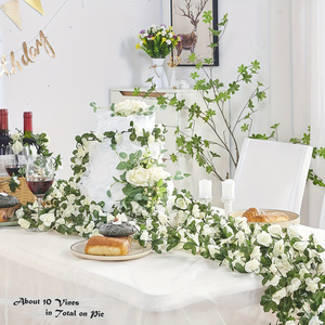 Guirlande <span class=keywords><strong>de</strong></span> roses artificielles vertes <span class=keywords><strong>de</strong></span> 2,5 m pour décoration murale, arche, centre <span class=keywords><strong>de</strong></span> table, anniversaire, mariage, <span class=keywords><strong>printemps</strong></span> - Product Image 3