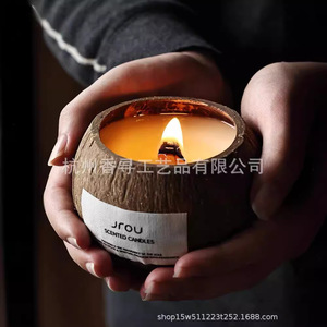 เทียนหอมกลิ่นกะลามะพร้าว ขี้ผึ้งธรรมชาติ ไส้เทียนเดี่ยว ระยะเวลาการเผาไหม้ 60-90 วัน ของตกแต่งงานวันเกิด ผลิตจากเจ้อเจียง - Product Image 1