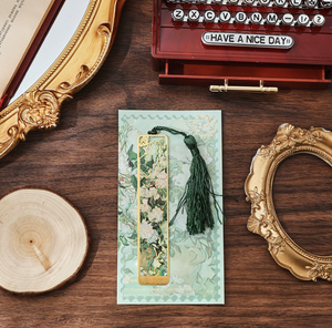 Segnalibro in metallo sottile e antiruggine, stampa con motivo a pittura a olio e nappa, segnalibro riutilizzabile per libri, diari e regali - Product Image 2