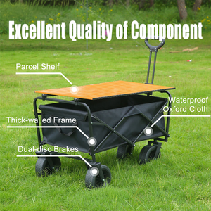 Veelzijdige All-Terrain Opvouwbare Utility <span class=keywords><strong>Wagon</strong></span> Voor Buiten Kamperen Met Verstelbare Handgreep En Opbergvakken - Product Image 2