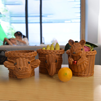 Usine directe nouveau Design rotin panier Animal chien forme avec poignée pour enfants panier sac en osier ou stockage pique-nique panier