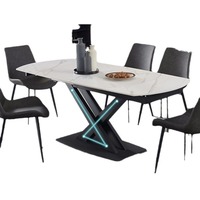 Table à manger rectangulaire pliable extensible en métal style nordique moderne pour salon