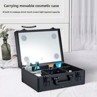Boîte de maquillage miroir LED intelligente professionnelle miroir de beauté boîte de maquillage extérieure Portable pour les voyages d'affaires