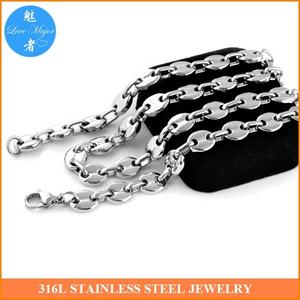 9ミリメートルHigh Quality Mens Womens Stainless Steel <span class=keywords><strong>Silver</strong></span> Coffee Bean Beads Chain Necklace - Product Image 2
