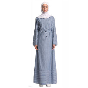 Neues Modisches Damen Freizeitkleid in Übergröße, Elegantes, Lockeres, Langärmeliges Abaya-Kleid mit Taillenband und Streifen für Club oder als muslimische Kleidung - Product Image 5