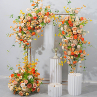 Ensemble floral artificiel champagne et orange pour arche de mariage, toile de fond, portail lunaire et décorations de scène pour événements