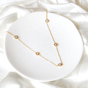 Ason New White Zircon <b>Necklace</b> Dainty <b>Simple</b> Design <b>Gold</b> Plated <b>Necklace</b> Jewelry Women <b>Necklace</b> - Product Image 2