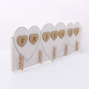 Clip Photo Holder Collage Frame Large Picture Kids Art Display Frame with 12 Wood Clothespin Clips for Hanging Home Decoration