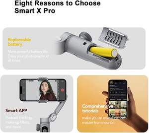 Stabilisateur de cardan Smart <span class=keywords><strong>X</strong></span> Pro pour Smartphone Contrôle de la mise au point de l'écran Hd Contrôle du zoom Vlog Youtuber <span class=keywords><strong>Tik</strong></span> <span class=keywords><strong>Tok</strong></span> avec rallonge et trépied - Product Image 5