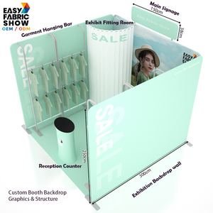 קיר בד מתוח ותא הלבשה מובנה, דוכן מודולרי סגור לתערוכות של מותגי ביגוד - Product Image 2