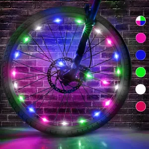 Luces de radios de bicicleta LED de ciclo colorido a prueba de agua 2M decoración de luz de rueda de bicicleta advertencia de seguridad tira de luz de neumático batería ABS