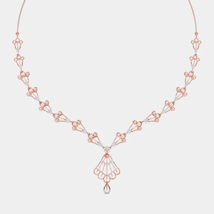 Collar clásico de oro rosa antiguo con diamantes, elegante joya llamativa con piedras brillantes para novias, bodas y fiestas. - Product Image 1