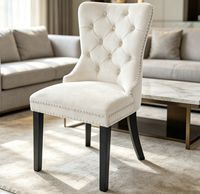 Chaise de loisirs moderne à dossier haut en bois avec dossier rembourré et boucle, idéale pour la maison, la salle à manger, l'hôtel et le salon