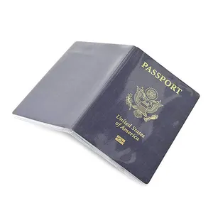 مخصص PVC واضحة حامل جواز السفر مع شعار مخصص للماء حماية بطاقة المحفظة