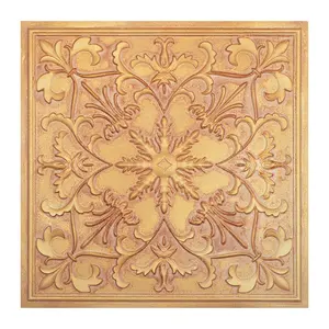 Style Japonais PL70 Vintage Brun Or Carrelage de <span class=keywords><strong>Plafond</strong></span> Décoratif en Étain Panneaux Muraux en Relief Plafonds en <span class=keywords><strong>PVC</strong></span> Imperméable pour Café Club - Product Image 1