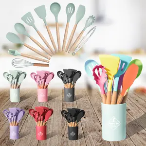 Juego de utensilios de cocina de 12 piezas, utensilios de silicona, espátula antiadherente y otros utensilios de cocina, accesorios para frutas y verduras