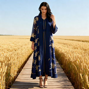 Abaya Maxi en Polyester Brodé de Luxe pour Femmes Musulmanes, Robe de Soirée Élégante Personnalisée, Vente en Gros - Product Image 2