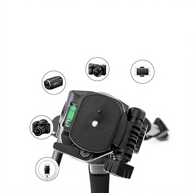Kingjoy Portable Professional ABS 4-Leg Video Camera Tripod Waterproof/Shockproof Flip Lock Bubble Level 2kg Load Capacity
