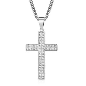 A niche, affordable luxury pendant featuring a <b>titanium</b> steel cross necklace inlaid with zircon and full diamonds, a popular hip - Product Image 5