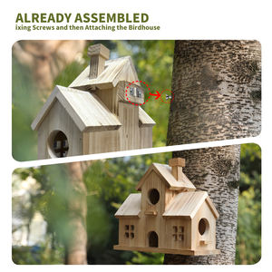 Aviario colgante de Casa de pájaros de madera para exteriores grande para colibríes de <span class=keywords><strong>Guana</strong></span> azul, adorno de jardín, letrero de pared, producto artesanal de madera - Product Image 4