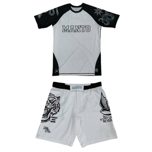 Nuovo Completo Personalizzato 2026 per Uomo: Rashguard Elasticizzato in Spandex/Poliestere + Pantaloncini per MMA, Jiu Jitsu e Grappling - Product Image 4