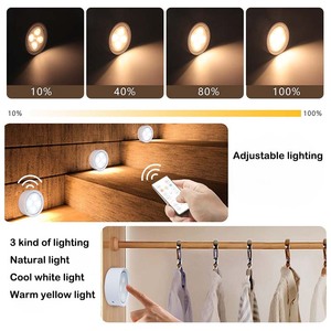 Paquete de 3 mostradores de barra LED ABS europeos, luz de disco, temperatura de 3 colores, batería de Control remoto de emisión blanca cálida ajustable - Product Image 4