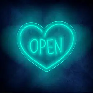 Free Shipping Custom Heart Open LED Neon Sign Electronic Illuminated Sign