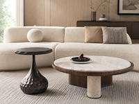 Table basse de luxe avec surface en pierre naturelle, mobilier de salon moderne, fabricant OEM