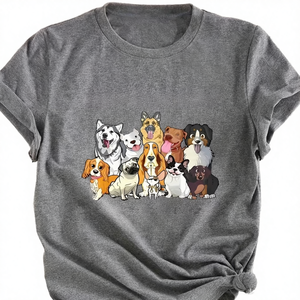 Fashion Casual Animal Cartoon Dog Letter Print Women's Round Neck <b>Short</b> <b>Sleeve</b> <b>Knitted</b> T-shirt <b>Top</b> - Product Image 4