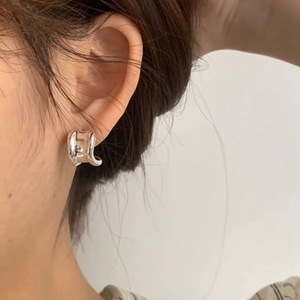 Sterling Silver <b>Cuff</b> <b>Earrings</b> Geometric Minimalist Design Everyday Wear For Women Silver Color YH0022 - Product Image 1