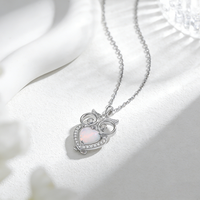 Collier pendentif hibou en argent sterling 925 avec micro-incrustation de diamants CZ et strass, bijoux de mode Moyu pour femmes