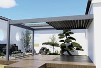 Pergola pliante motorisée en aluminium à fixation murale, système d'auvent rétractable imperméable pour restaurant, café, terrasse, balcon