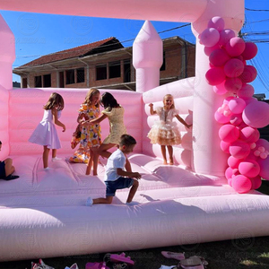 Château de saut <span class=keywords><strong>rose</strong></span> Maison de rebond blanche Château gonflable Jumper gonflable avec fosse à ballons pour la fête de mariage - Product Image 4