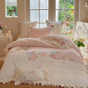 Cao cấp tùy chỉnh sữa nhung thêu Quilt Cover tấm ga trải giường gối nhà máy thêu 4-mảnh bedding Set với Hộp quà tặng - Product Image 1
