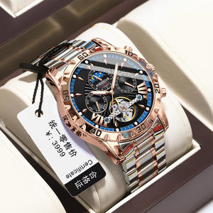 Reloj de Pulsera Mecánico de Lujo para Hombre POEDAGAR 1410 con Movimiento Automático Tourbillon Fase Lunar y Correa de Acero Inoxidable - Product Image 3
