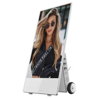 Hobovar tótem LCD móvil para exteriores de 65 pulgadas con ruedas rodantes y pantalla de información de batería para animación de tiendas minoristas