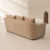 Canapé sectionnel moderne en tissu beige 3 places avec coussins moelleux pour salon, hôtel et villa