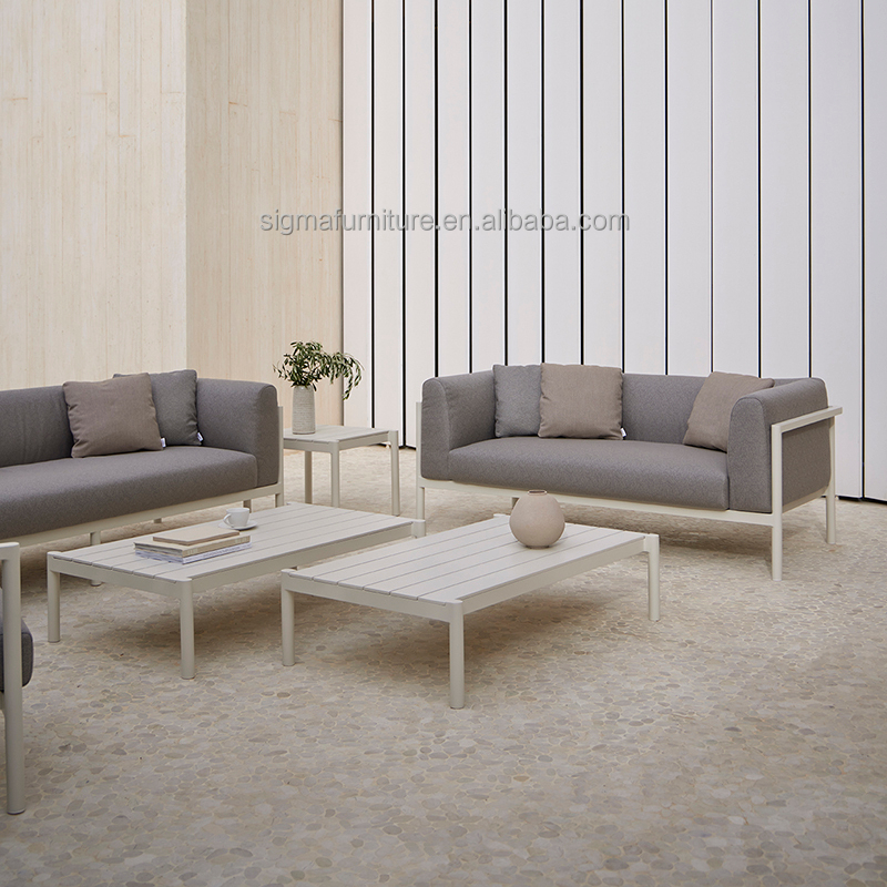 Patio Outdoor Living Room Powder Coated Aluminium Structure Garden Couch 3 Seater Sofa